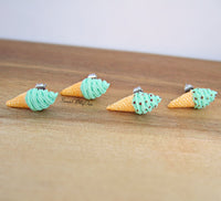 Thumbnail for Mint Swirley Ice Cream Cones - Stud Earrings