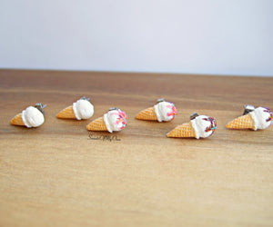 Vanilla Scoop Ice Cream Cones - Stud Earrings