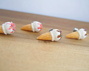Vanilla Scoop Ice Cream Cones - Stud Earrings