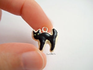 Scared Black Cat Biscuit - Necklace/Charm - MTO
