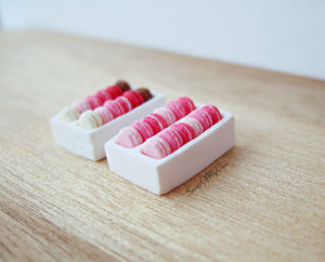 Miniature Macarons Box of 12 Mixed Colours - Doll House 1:12 Scale