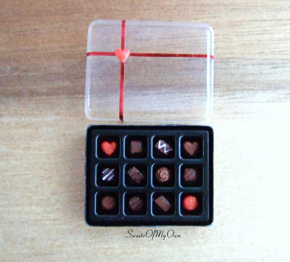 Miniature Box of Chocolates Red Theme - Doll House 1:12 Scale