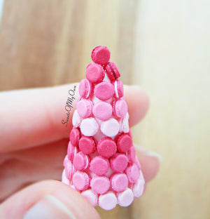 Miniature Macaron Tower - Mixed Valentines Colours - Doll House 1:12 Scale