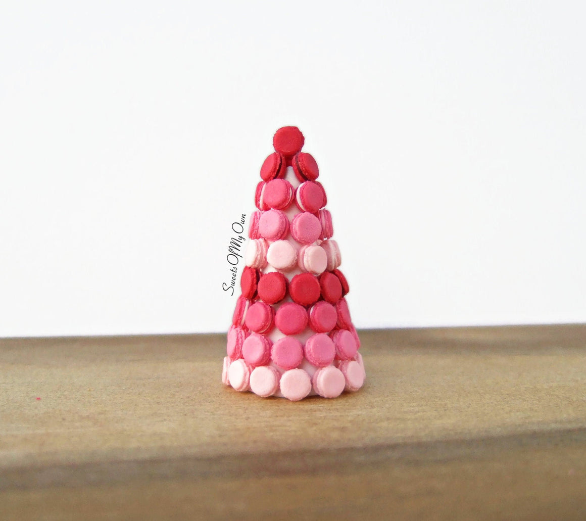 Miniature Macaron Tower - Mixed Valentines Colours - Doll House 1:12 Scale