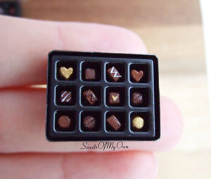 Miniature Box of Chocolates Gold Theme - Doll House 1:12 Scale