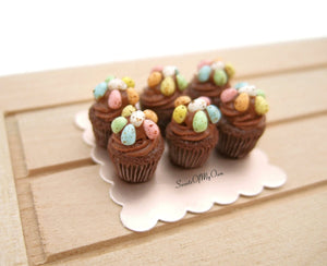 Miniature Mixed Mini Eggs Chocolate Cupcakes - 1:12 Scale