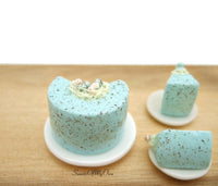 Thumbnail for Light Blue Mini Egg Frosted Vanilla Sponge Cake - Miniature 1:12 Scale