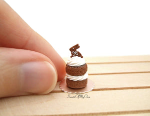 Miniature Individual Chocolate Bunny Cream Cake - 1:12 Scale