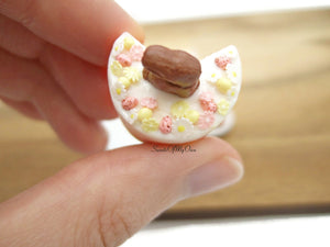 Miniature Pink Cake with Chocolate Bunny and Flowers - Easter Theme - Miniature 1:12 Scale