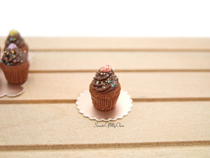 Miniature Mini Egg and Sprinkles Chocolate Cupcakes - 1:12 Scale