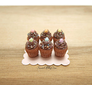 Miniature Mini Egg and Sprinkles Chocolate Cupcakes - 1:12 Scale