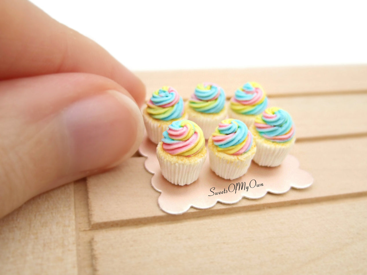Miniature Spring Theme Swirl Cupcakes - 1:12 Scale