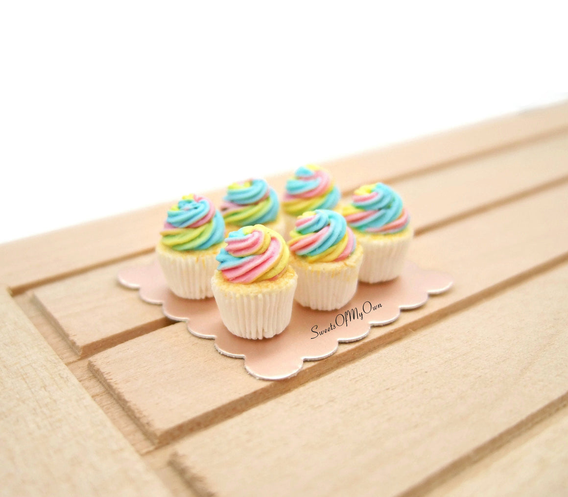 Miniature Spring Theme Swirl Cupcakes - 1:12 Scale