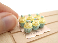 Thumbnail for Miniature Light Blue Mini Egg Theme Vanilla Cupcakes - 1:12 Scale