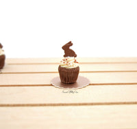 Thumbnail for Miniature Chocolate Bunny Biscuit Cupcake - Doll House 1:12 Scale