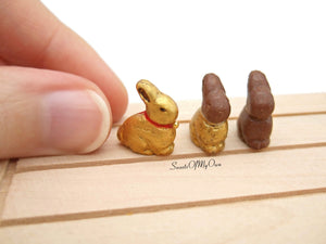 Miniature Chocolate Bunny - Large or Small - 1:12 Scale