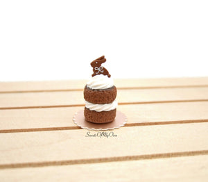 Miniature Individual Chocolate Bunny Cream Cake - 1:12 Scale