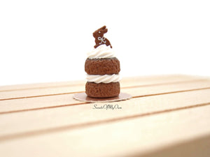 Miniature Individual Chocolate Bunny Cream Cake - 1:12 Scale