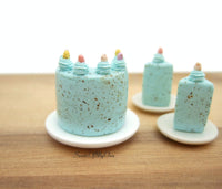 Thumbnail for Light Blue Mini Egg Frosted Vanilla Sponge Cake Piped Frosting - Miniature 1:12 Scale