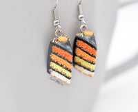Thumbnail for Black Halloween Pumpkin Drip Cake Slices - Dangle Earrings