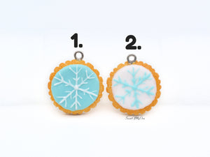 Round Biscuit with Snowflake Icing - Necklace/Charm/Keychain - Choose Your Design