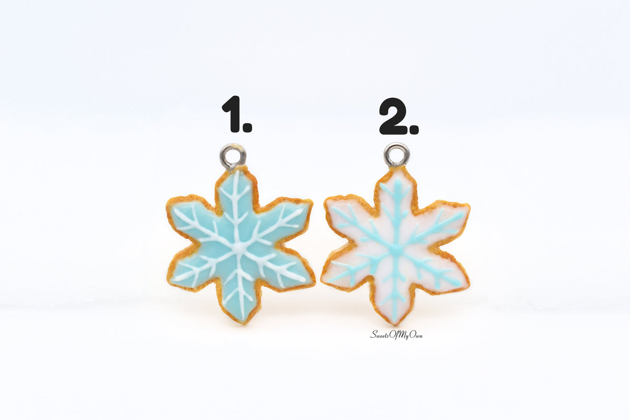 Snowflake Shaped Biscuit with Icing - Necklace/Charm/Keychain - Choose Your Design