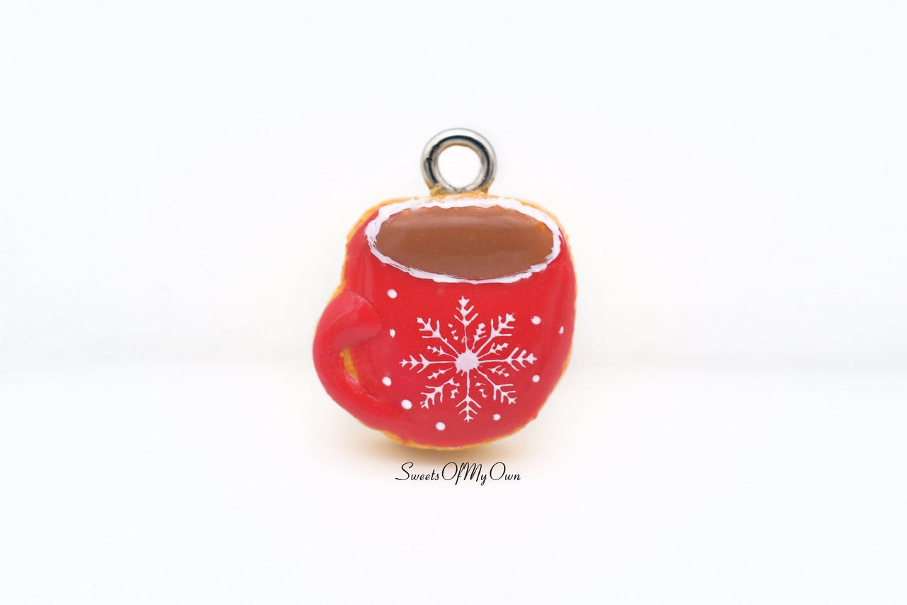 Christmas Red Themed Hot Drink Biscuit (small) - Necklace/Charm