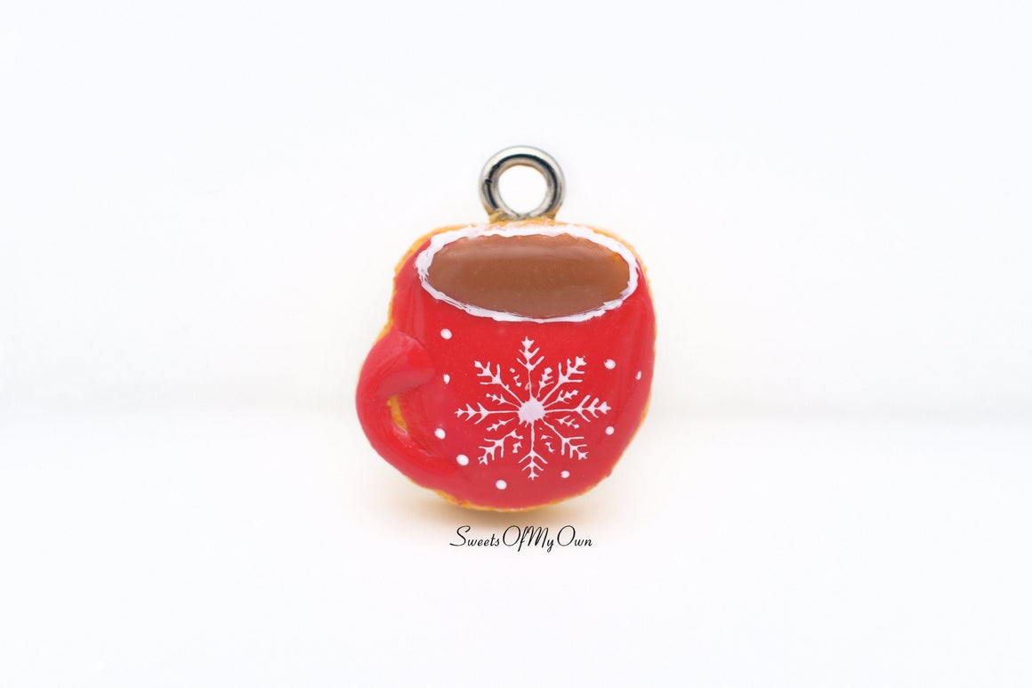 Christmas Red Themed Hot Drink Biscuit (small) - Necklace/Charm