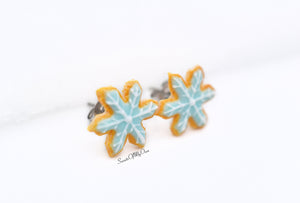 Snowflake Shaped Icing Biscuit - Stud Earrings - Choose Your Style