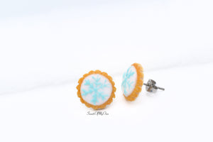 Round Biscuit with Snowflake Icing - Stud Earrings - Choose Your Style