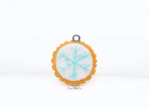 Round Biscuit with Snowflake Icing - Necklace/Charm/Keychain - Choose Your Design