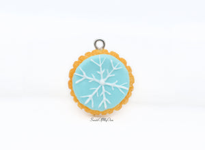 Round Biscuit with Snowflake Icing - Necklace/Charm/Keychain - Choose Your Design