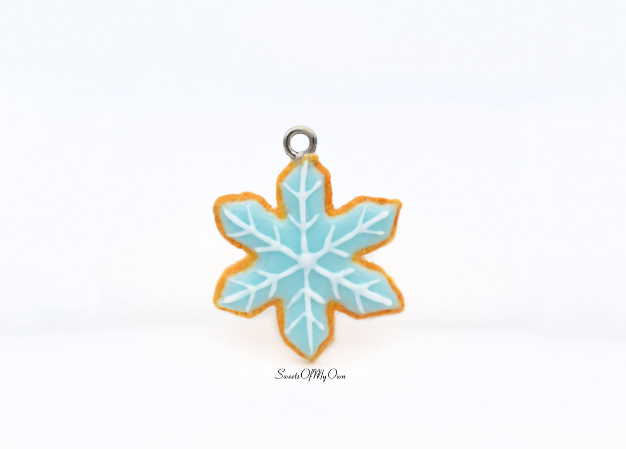 Snowflake Shaped Biscuit with Icing - Necklace/Charm/Keychain - Choose Your Design