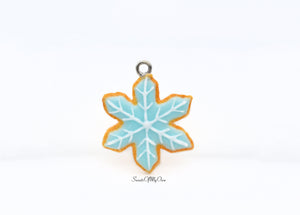 Snowflake Shaped Biscuit with Icing - Necklace/Charm/Keychain - Choose Your Design