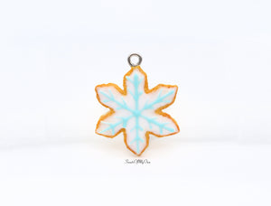 Snowflake Shaped Biscuit with Icing - Necklace/Charm/Keychain - Choose Your Design