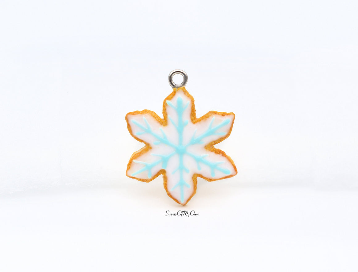 Snowflake Shaped Biscuit with Icing - Necklace/Charm/Keychain - Choose Your Design