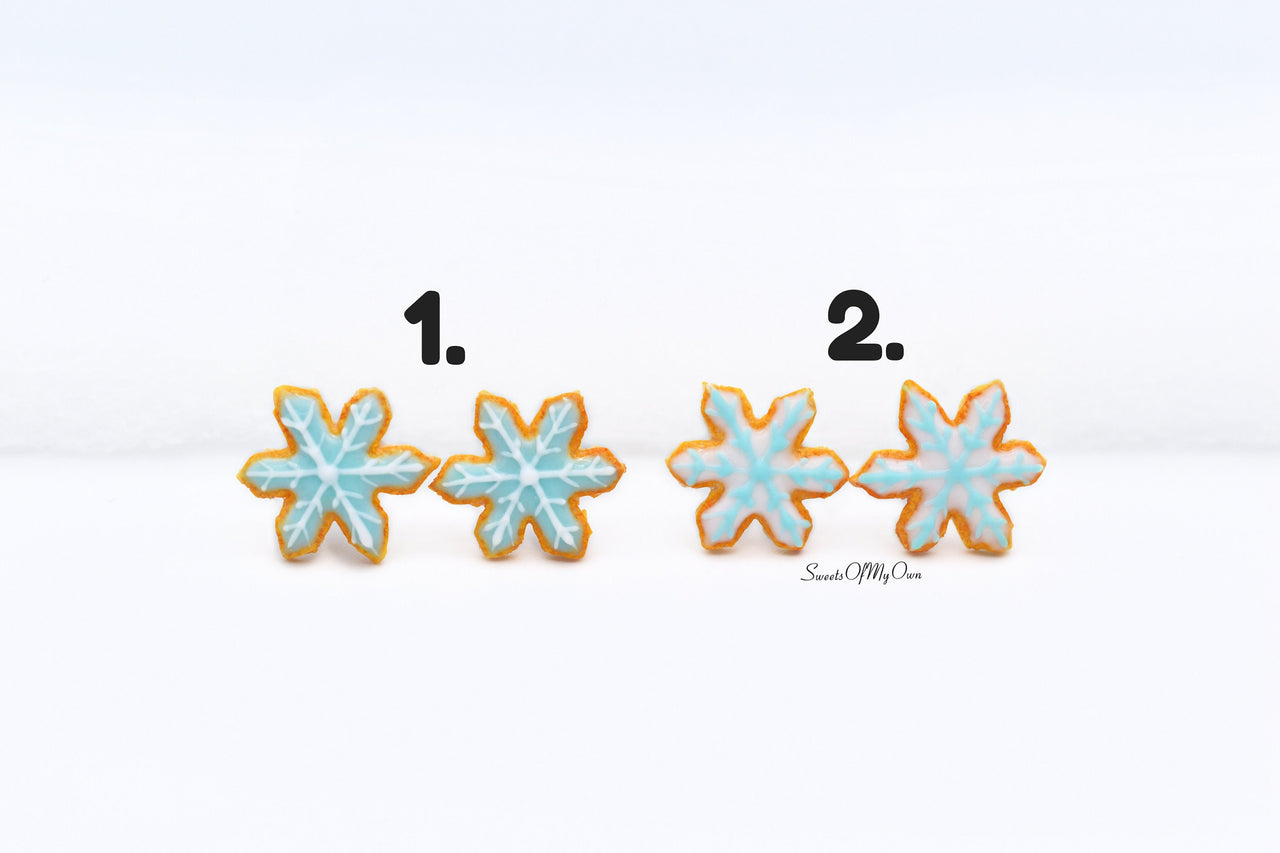 Snowflake Shaped Icing Biscuit - Stud Earrings - Choose Your Style