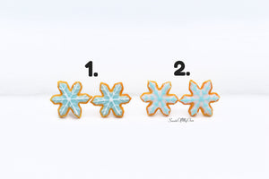 Snowflake Shaped Icing Biscuit - Stud Earrings - Choose Your Style