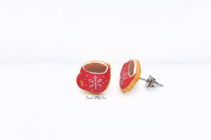 Christmas Red Themed Hot Drink Biscuit - Stud Earrings
