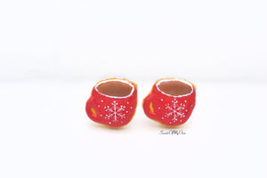 Christmas Red Themed Hot Drink Biscuit - Stud Earrings