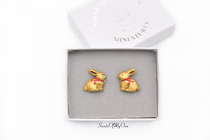 Gold Foil Chocolate Bunny - Stud Earrings