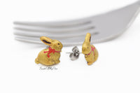 Thumbnail for Hand Painted Chocolate Bunny Stud Earrings