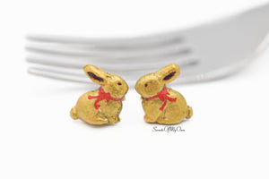 Gold Foil Chocolate Bunny - Stud Earrings