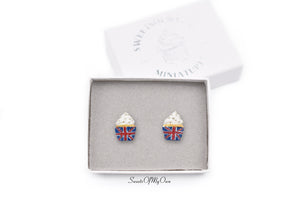 Union Jack Cupcake Stud Earrings - Jubilee Celebration Jewellery