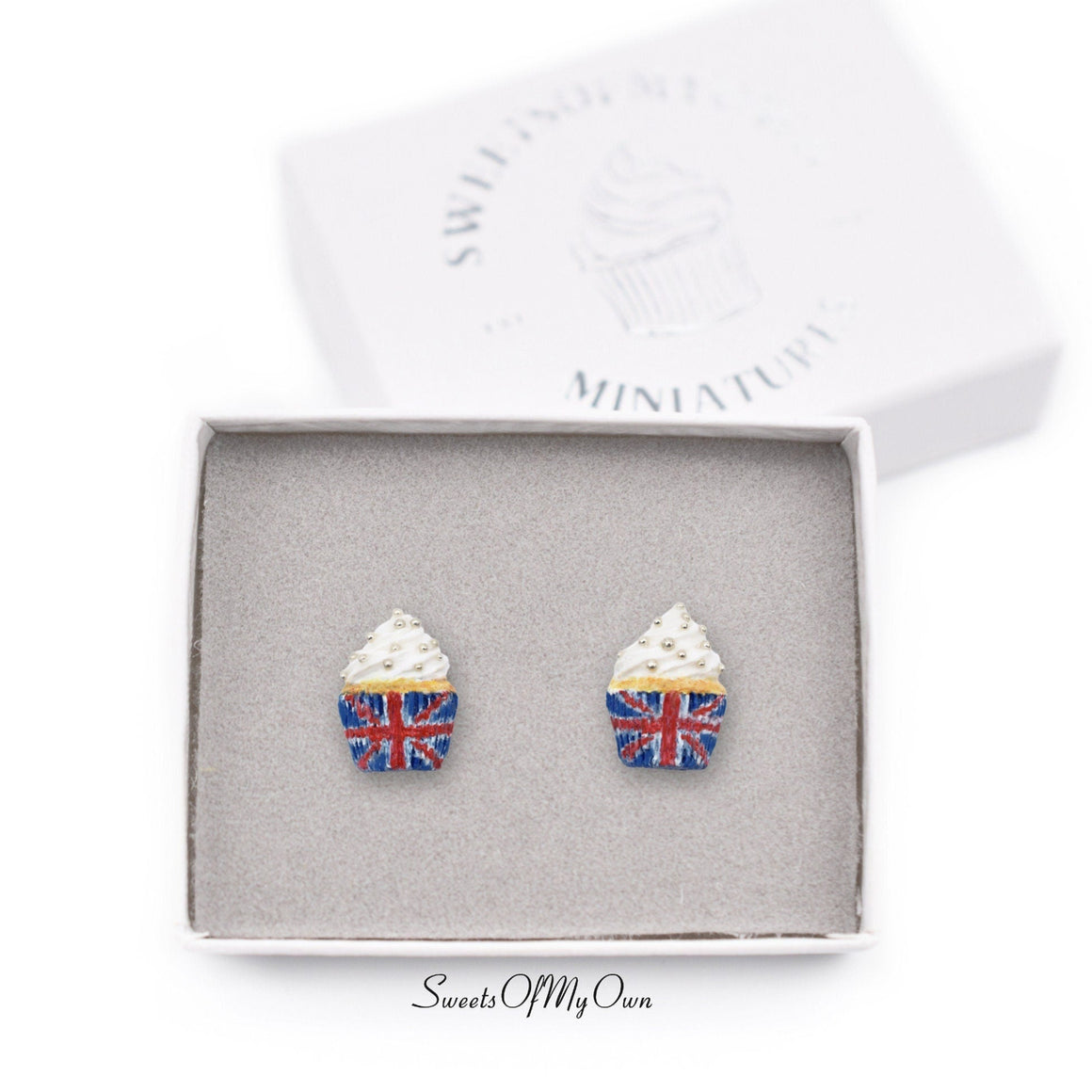 Union Jack Cupcake Stud Earrings - Jubilee Celebration Jewellery