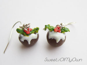 Christmas Pudding - Dangle Earrings - SweetsOfMyOwn