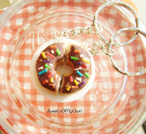 Chocolate Donut with Rainbow Sprinkles Charms - Set of 2 - SweetsOfMyOwn