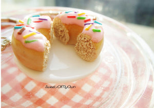 Pink Donut with Rainbow Sprinkles x2 Halves Charms - SweetsOfMyOwn