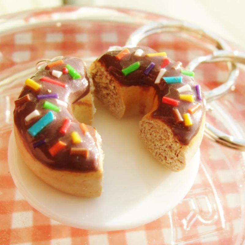Chocolate Donut with Rainbow Sprinkles Charms - Set of 2 - SweetsOfMyOwn