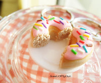 Thumbnail for Pink Donut with Rainbow Sprinkles x2 Halves Charms - SweetsOfMyOwn